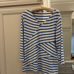 Slimming Blue and White Striped Long Sleeve Top from Talbots